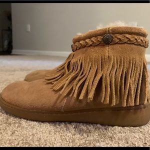 caramel suede booties
